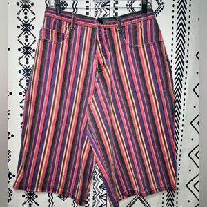 Vintage C’est‎ Toi Faded Multi Colour Striped Jean Shorts M Cotton Made In USA